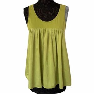 Theory Green Pleated Sleeveless Tank Top